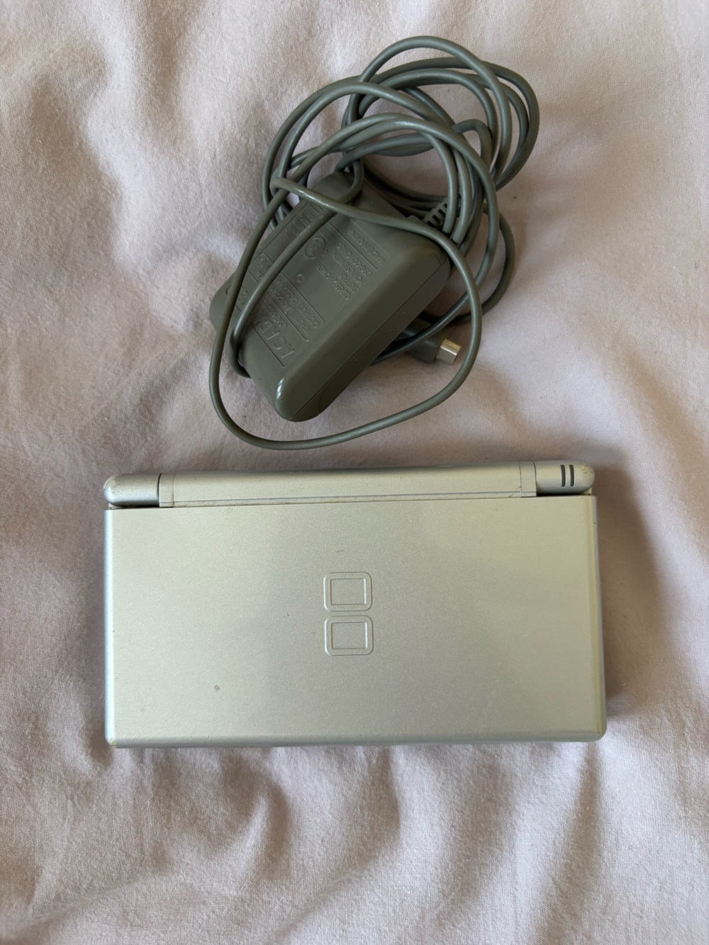 Silver Nintendo DS Lite with Matching Charger